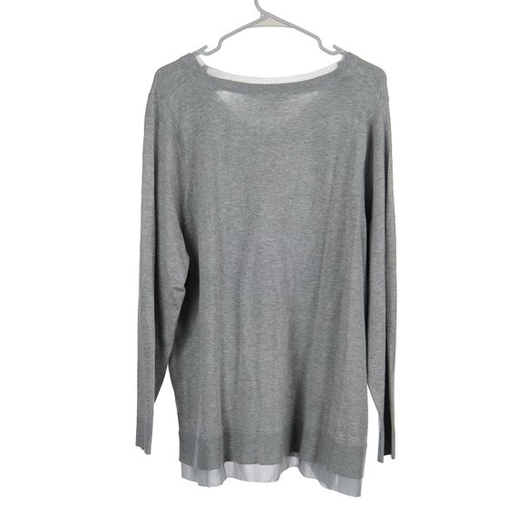 Lane Bryant Gray V-Neck Lightweight Sweater Knit Top Women's 22/24 NWT - Picture 7 of 9